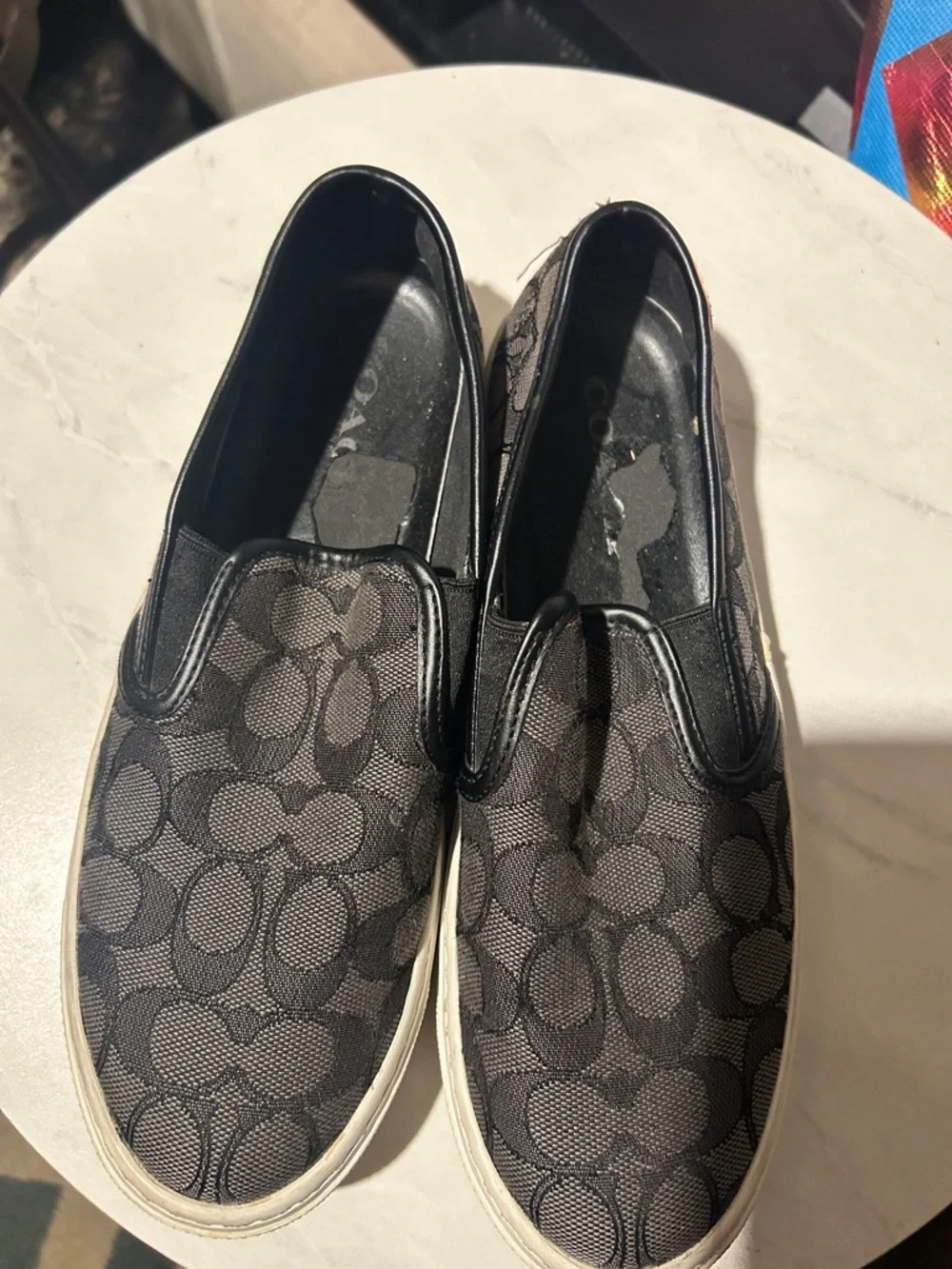 Slip-On Canvas Men's Sneakers in Charcoal with Signature Pattern